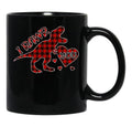 I Rawr You Valentine T-Rex Love You Buffalo Plaid Black Coffee Mug - Black