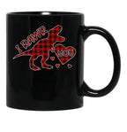 I Rawr You Valentine T-Rex Love You Buffalo Plaid Black Coffee Mug - Black