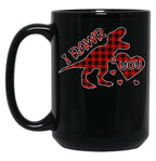 I Rawr You Valentine T-Rex Love You Buffalo Plaid Black Coffee Mug