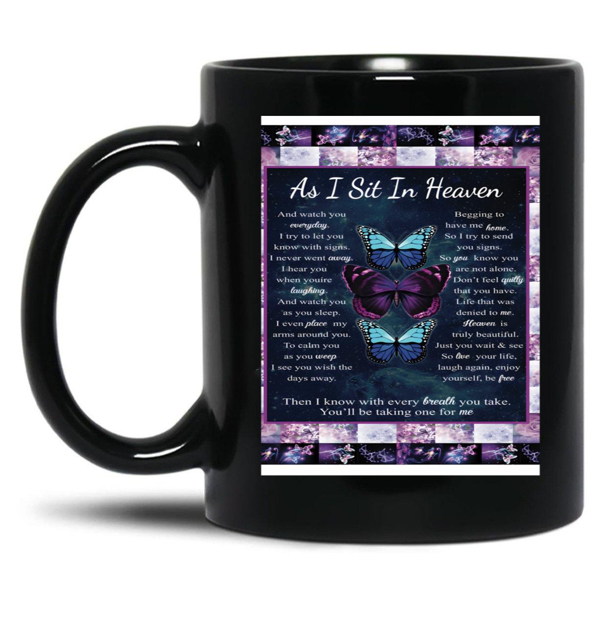 I Sit In Heaven Blanket Black Coffee Mug