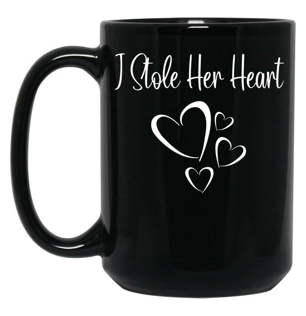 I Stole Her Heart Funny Valentines Day 2022 Saying For Couple Black Coffee Mug
