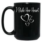 I Stole Her Heart Funny Valentines Day 2022 Saying For Couple Black Coffee Mug