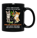 I Talk To My Cats Black Coffee Mug - Black