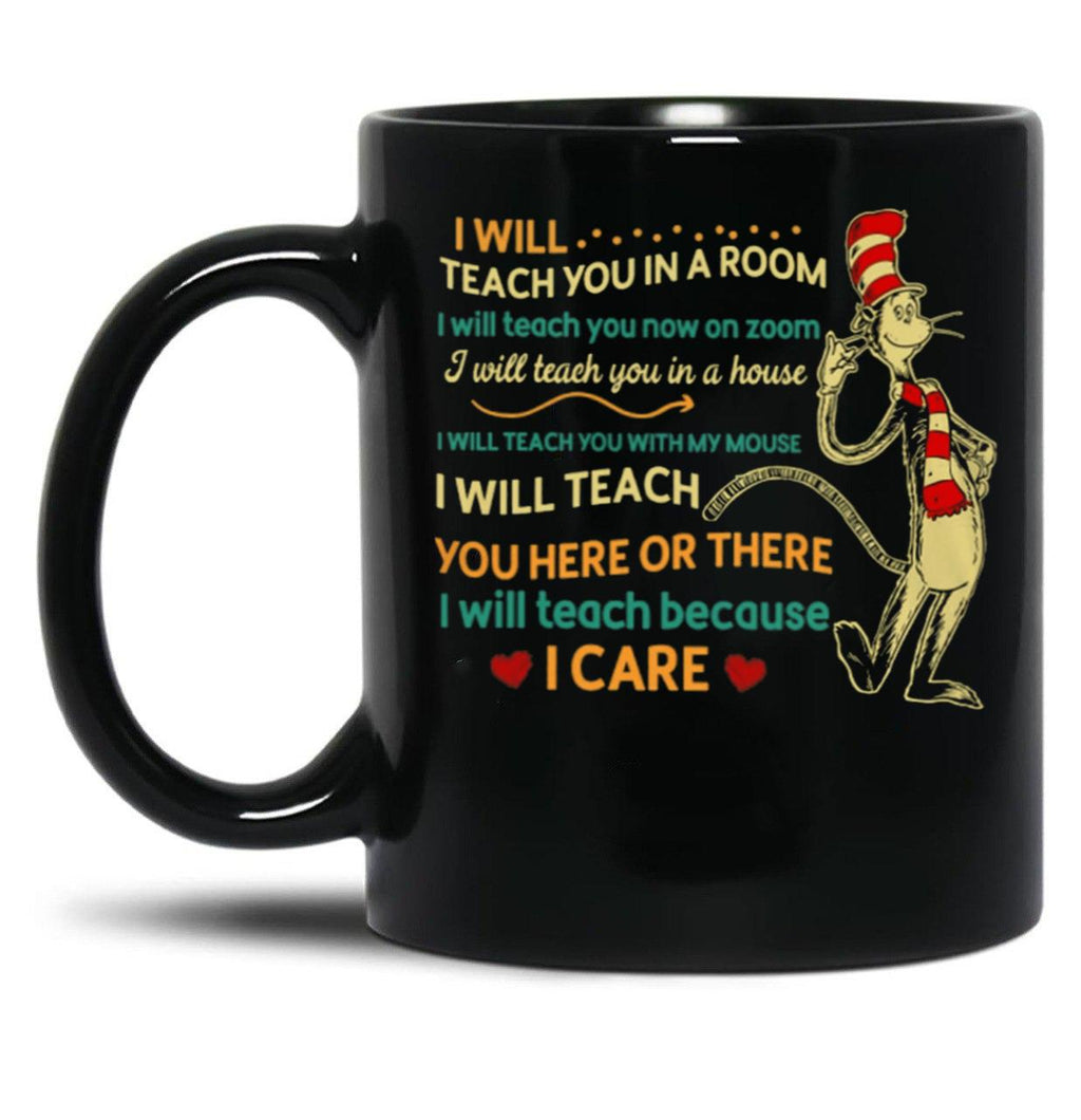 I Teach You On Zoom Black Coffee Mug