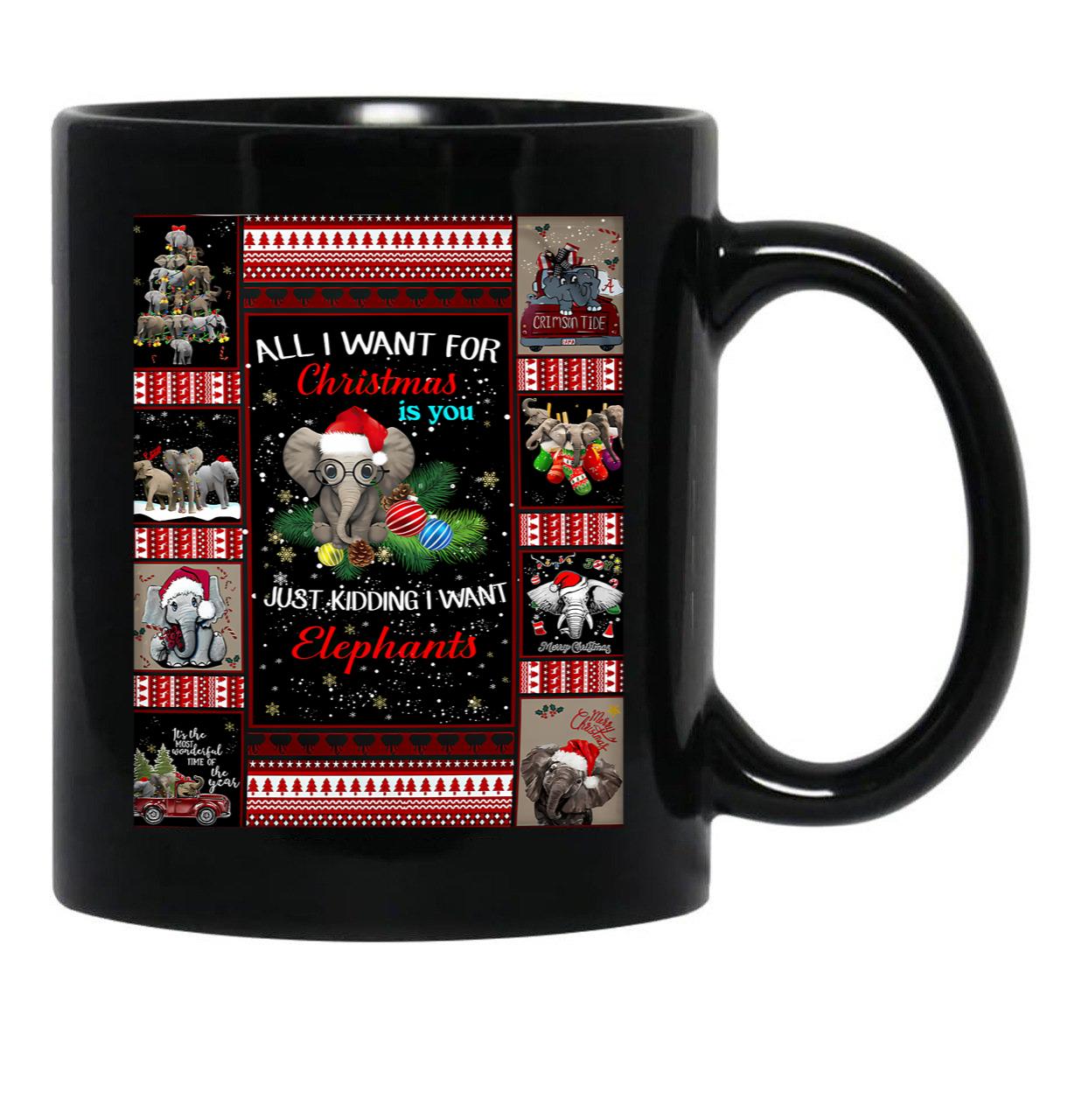 I Want Elephants For Christmas-Gigapixel (1) Black Coffee Mug - Black