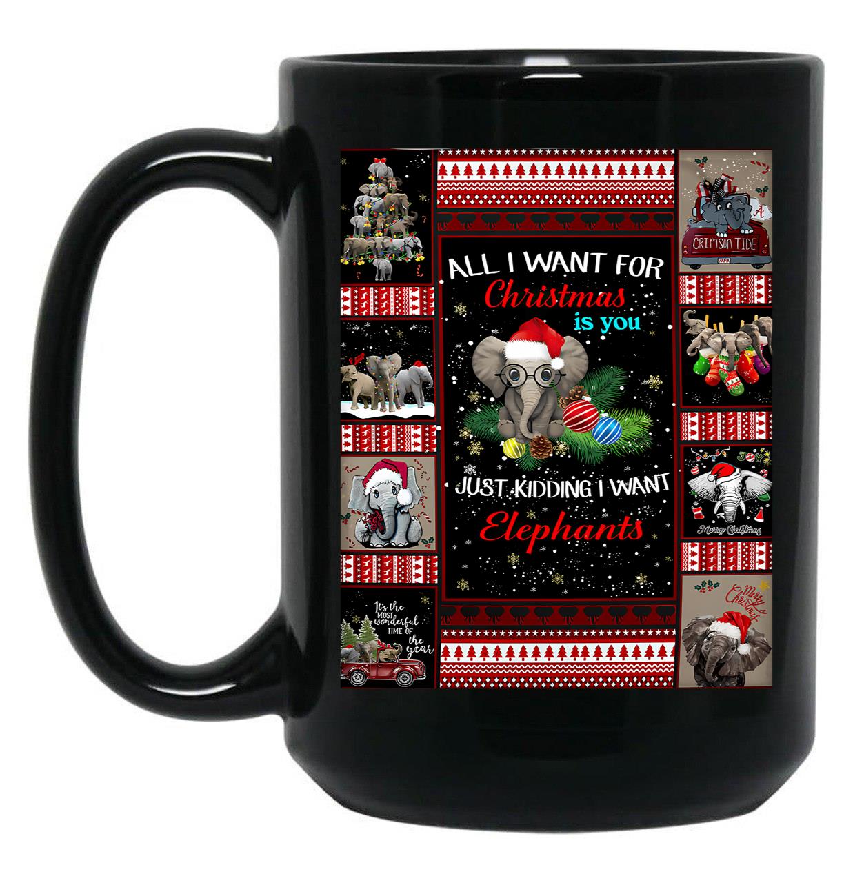 I Want Elephants For Christmas-Gigapixel (1) Black Coffee Mug