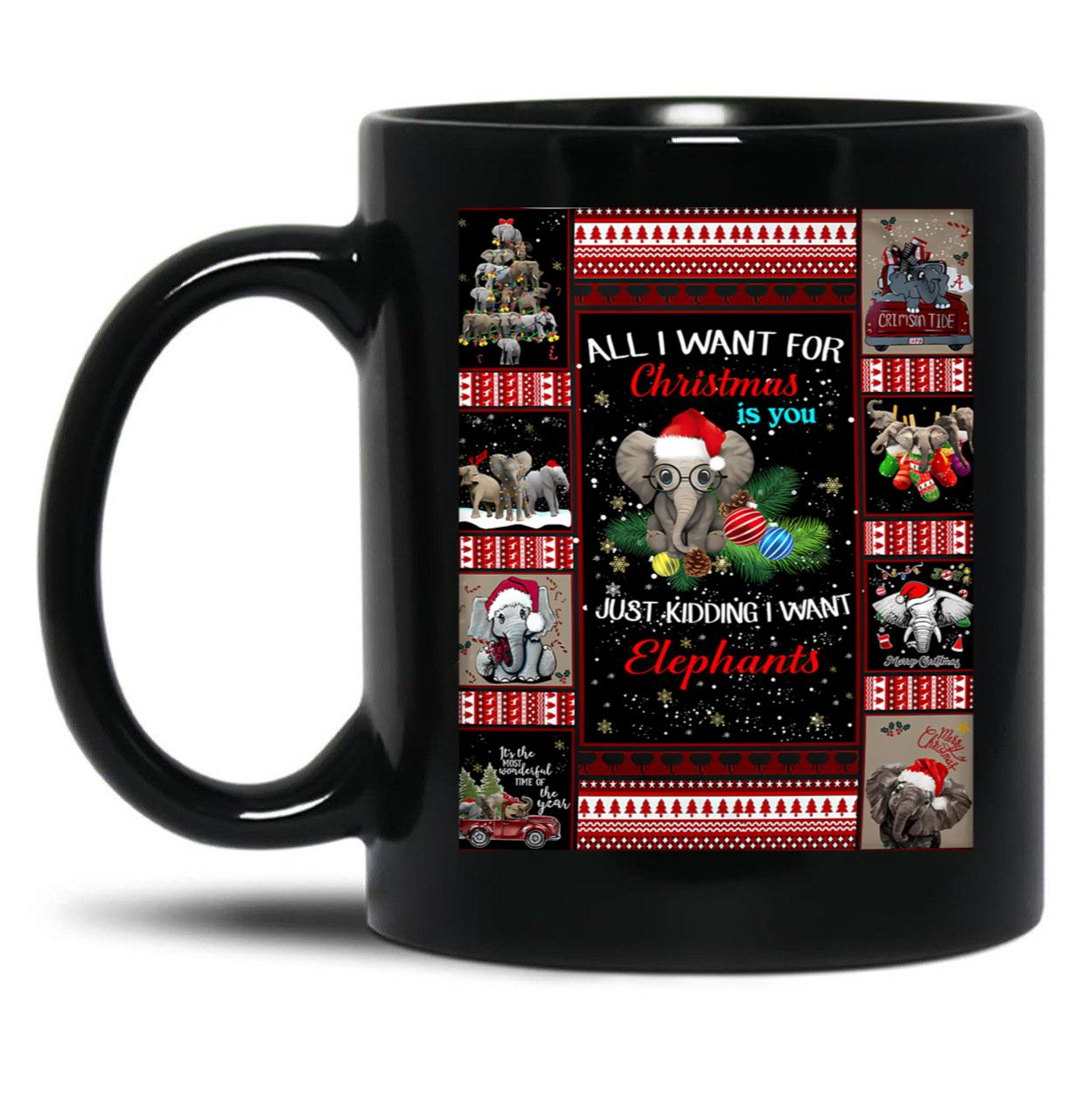 I Want Elephants For Christmas-Gigapixel Black Coffee Mug