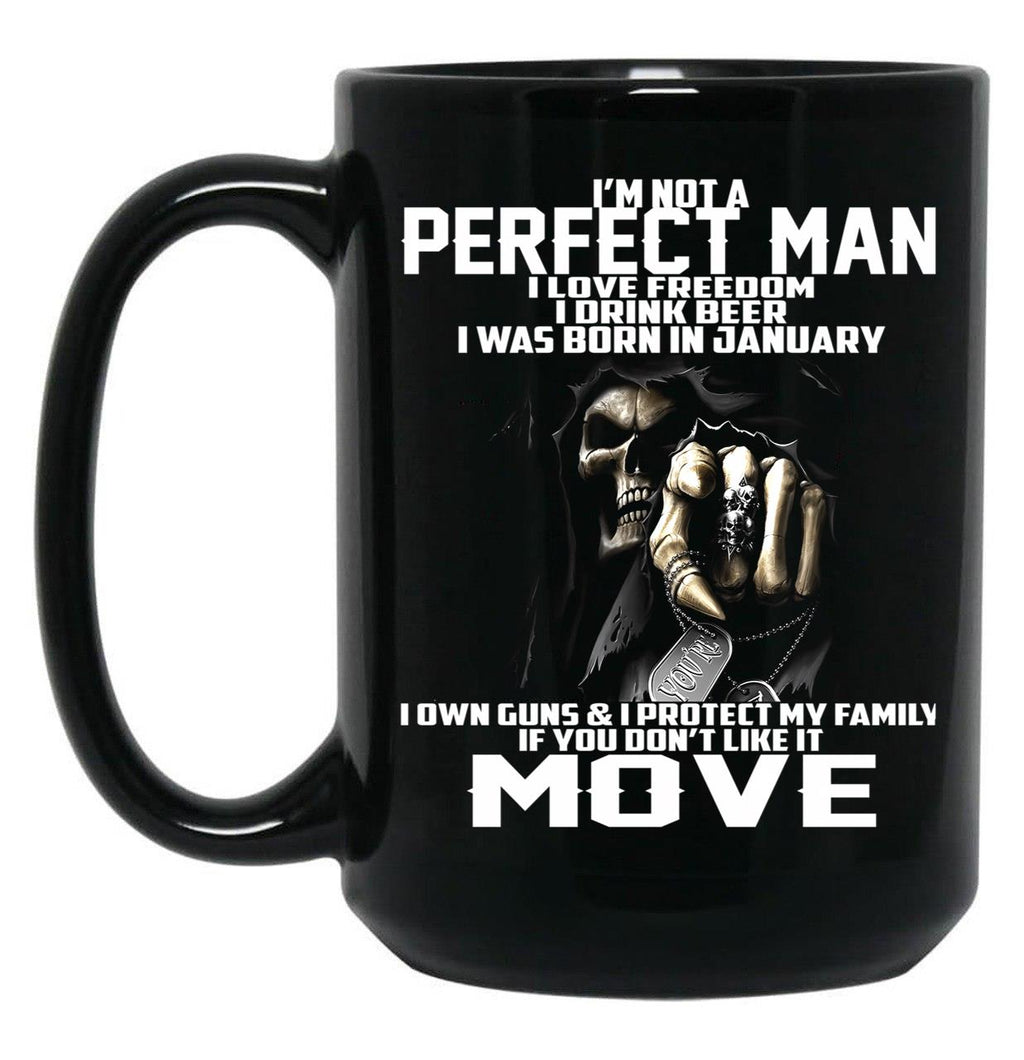 I Was Born In January Black Coffee Mug