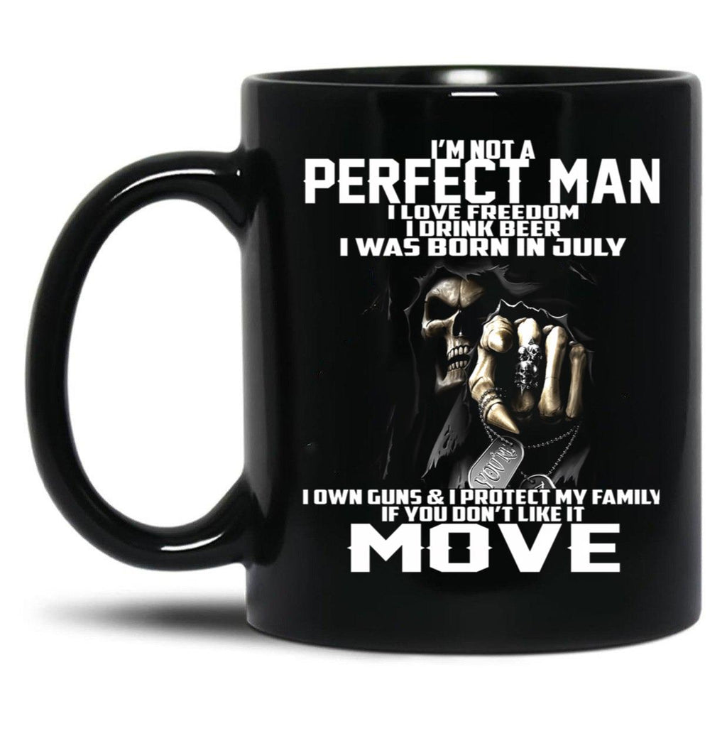 I Was Born In July Black Coffee Mug