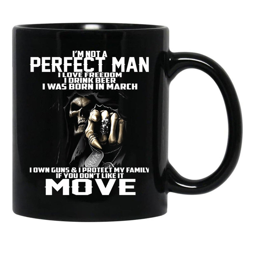 I Was Born In March Black Coffee Mug - Black