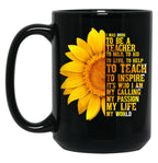 I Was Born To Be A Teacher  With Sunflowers Black Coffee Mug
