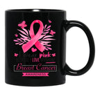 I Wear Pink For My Mom Breast Cancer Support Breast Cancer Awareness Month I Wear Pink Because I Love My Mom Black Coffee Mug - Black