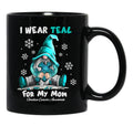 I Wear Teal My Mom Funny Gnomes Black Coffee Mug - Black
