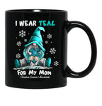 I Wear Teal My Mom Funny Gnomes Black Coffee Mug - Black