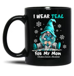 I Wear Teal My Mom Funny Gnomes Black Coffee Mug