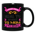 I Went From Mama To Mommy To Mom To Bruh Dark Pink Black Coffee Mug - Black