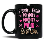 I Went From Mama To Mommy To Mom To Bruh Funny Mommy Leopard Black Coffee Mug