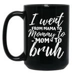I Went From Mama To Mommy To Mom To Bruh Funny Mothers Day Gift Black Coffee Mug