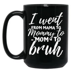 I Went From Mama To Mommy To Mom To Bruh Funny Mothers Day  Black Coffee Mug