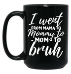 I Went From Mama To Mommy To Mom To Bruh Funny Mothers Day (1) Black Coffee Mug