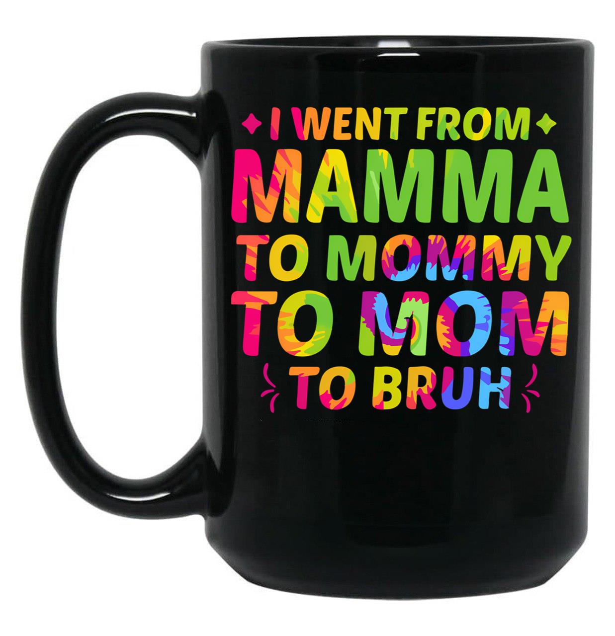 I Went From Mama To Mommy To Mom To Bruh Funny Mothers Day (2) Black Coffee Mug