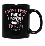 I Went From Mama To Mommy To Mom To Bruh Gift Black Coffee Mug - Black