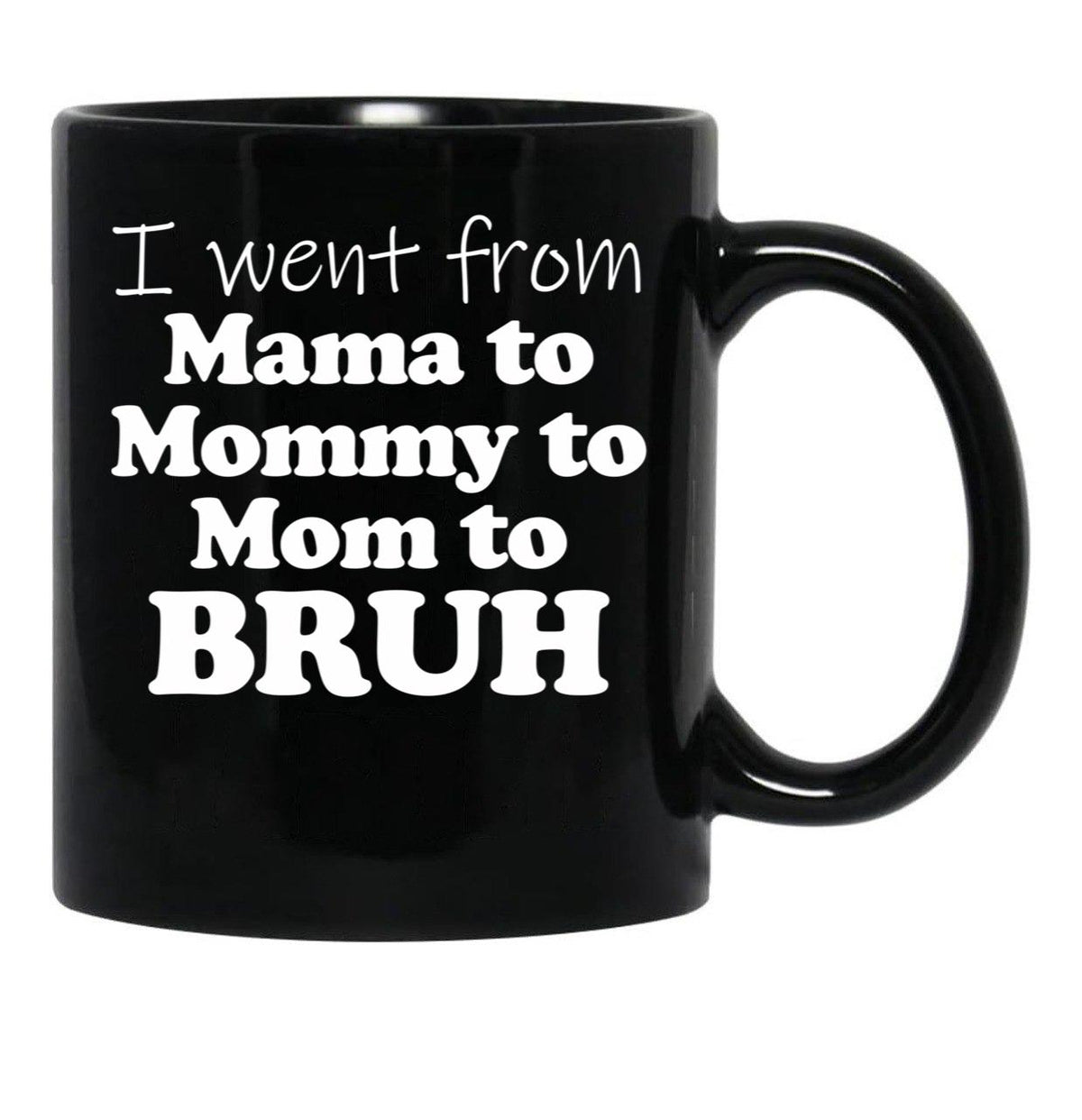 I Went From Mama To Mommy To Mom To Bruh Mothers Day Gear (1) Black Coffee Mug - Black