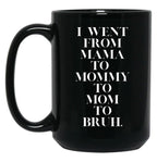 I Went From Mama To Mommy To Mom To Bruh (19) Black Coffee Mug