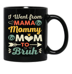 I Went From Mama To Mommy To Mom To Bruh (28) Black Coffee Mug - Black