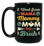 I Went From Mama To Mommy To Mom To Bruh (28) Black Coffee Mug