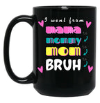 I Went From Mama To Mommy To Mom To Bruh (47) Black Coffee Mug