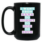I Went From Mama To Mommy To Mom To Bruh (4) Black Coffee Mug