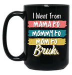 I Went From Mama To Mommy To Mom To Bruh (56) Black Coffee Mug