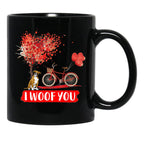 I Woof You Boxer Dog Valentine Gifts Black Coffee Mug - Black