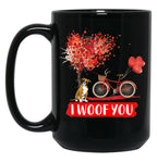 I Woof You Boxer Dog Valentine Gifts Black Coffee Mug