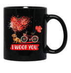 I Woof You Dachshund Dog Valentine Gifts Black Coffee Mug - Black