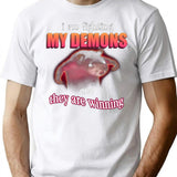 I39M Fighting My Demons and They are Winning Word Art Meme Premium Heavyweight Cotton T-Shirt - White