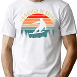 I'D Rather Be Skiing Retro Vintage Ski Funny Skier T-Shirt for Men & Women, T-Shirts Graphic Tee - White