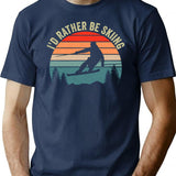 I'D Rather Be Skiing Retro Vintage Ski Funny Skier T-Shirt for Men & Women, T-Shirts Graphic Tee - Navy