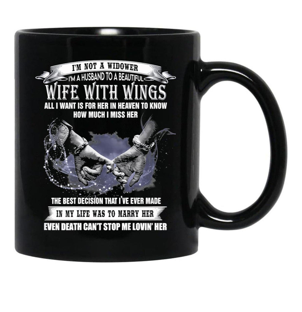 I'M A Husband To A Beautiful Wife With Wings  Black Coffee Mug - Black