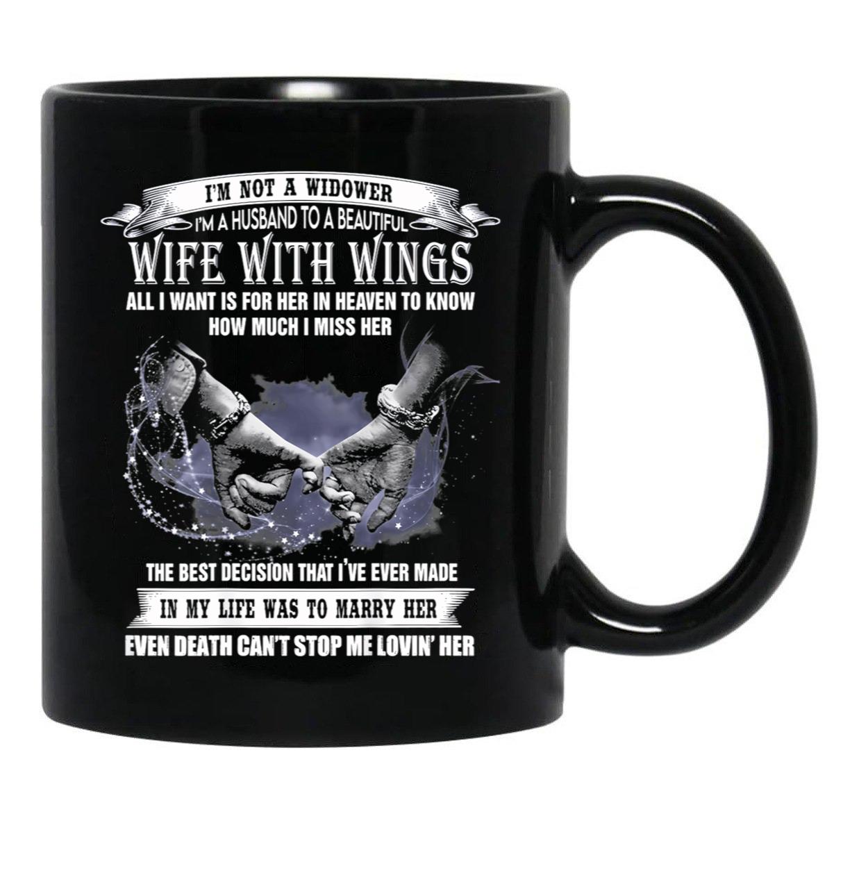 I'M A Husband To A Beautiful Wife With Wings  Black Coffee Mug - Black