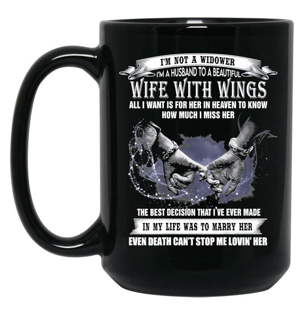 I'M A Husband To A Beautiful Wife With Wings  Black Coffee Mug