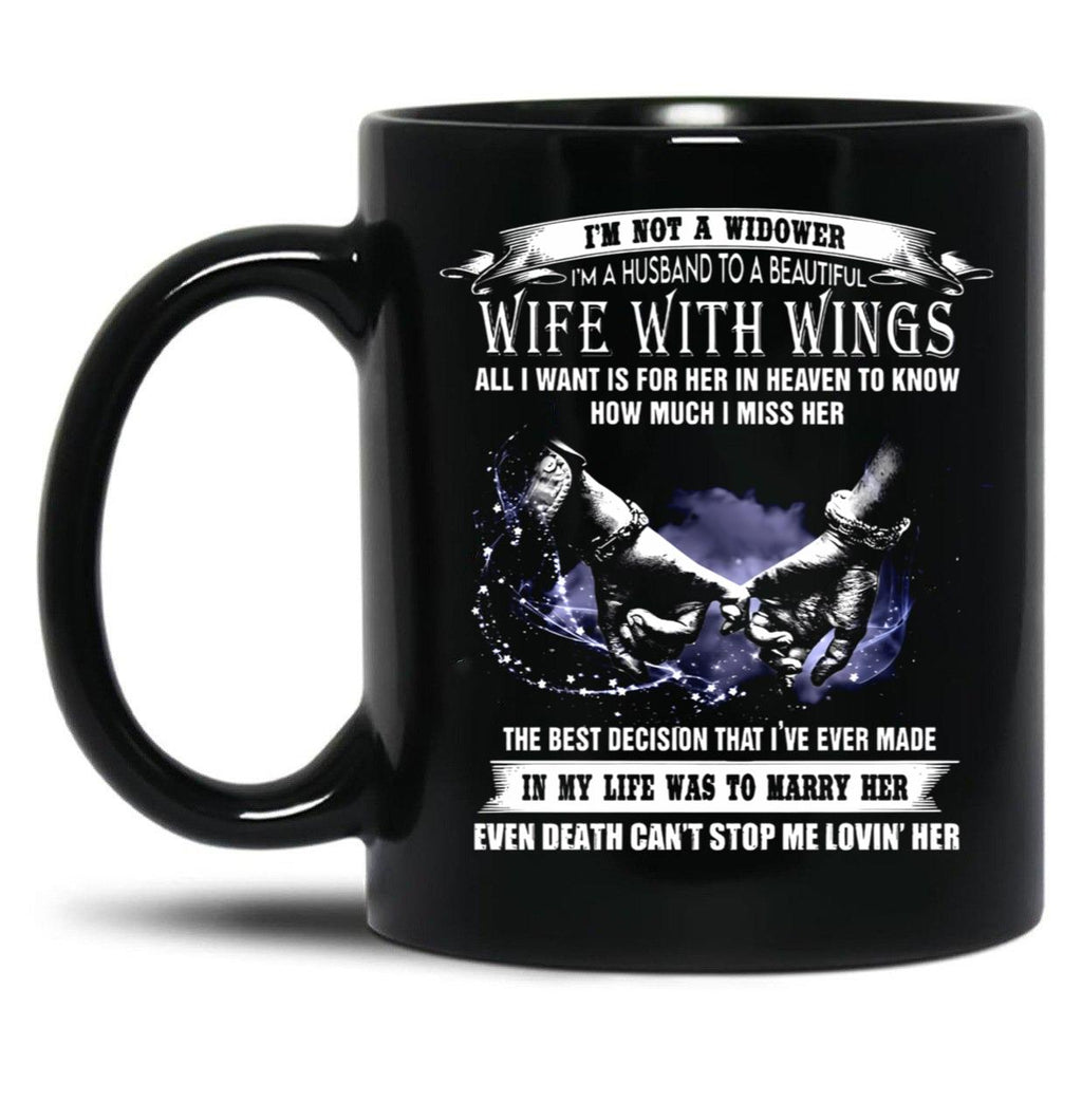 I'M A Husband To A Beautiful Wife With Wings Black Coffee Mug