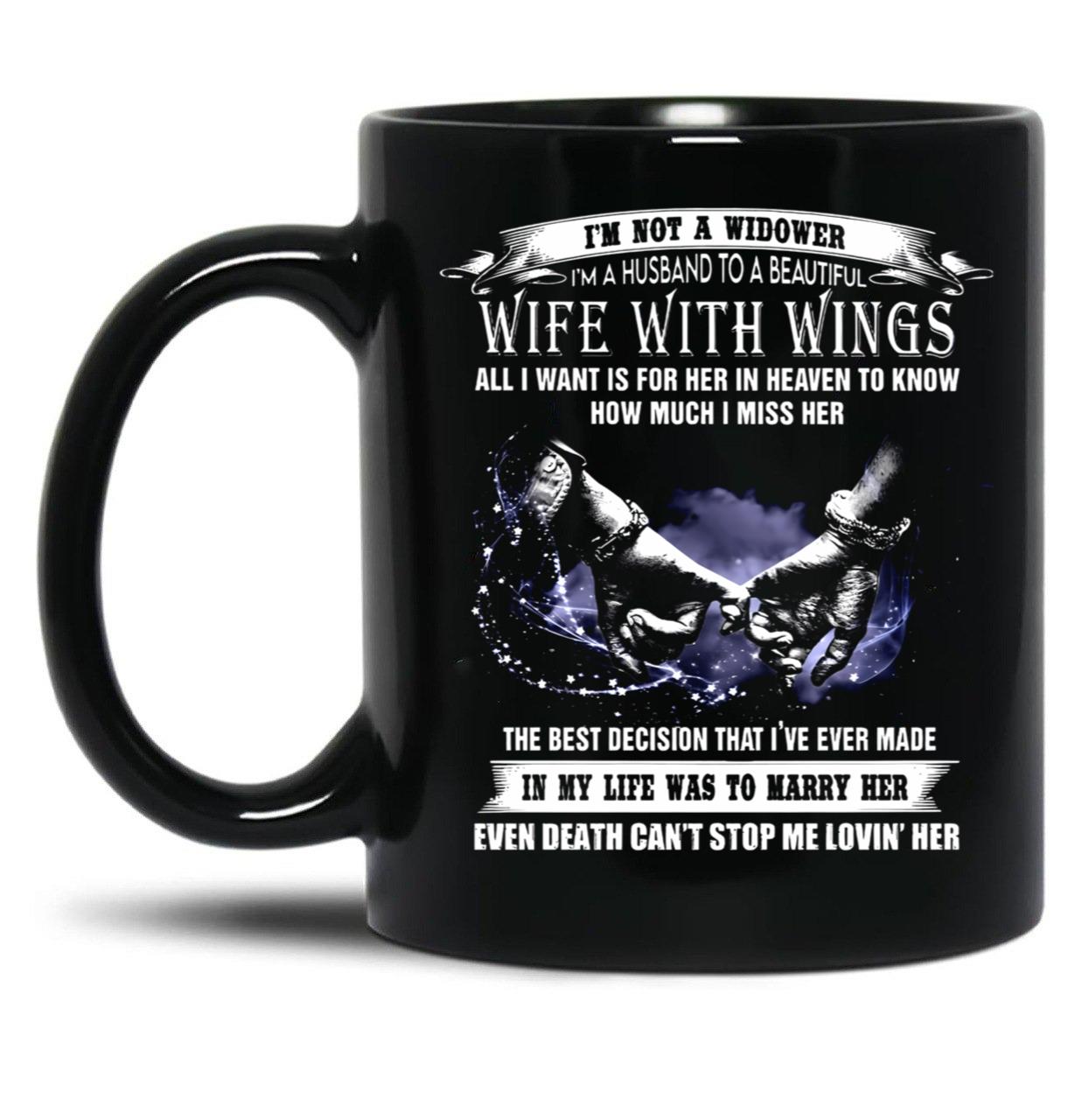 I'M A Husband To A Beautiful Wife With Wings Black Coffee Mug