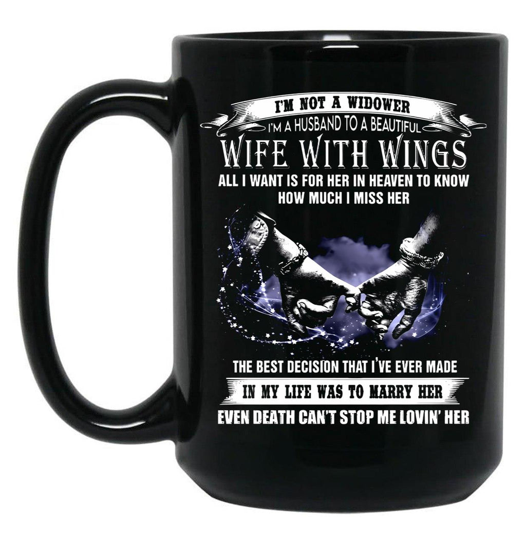 I'M A Husband To A Beautiful Wife With Wings Black Coffee Mug
