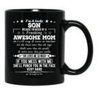 I'M A Lucky Son Because I'M Raised By A Freaking Awesome Mom (2) Black Coffee Mug - Black