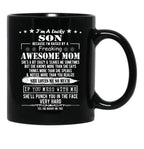 I'M A Lucky Son Because I'M Raised By A Freaking Awesome Mom (9) Black Coffee Mug - Black