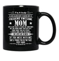 I'M A Lucky Son Because I'M Raised By A Freaking Awesome Mom Black Coffee Mug - Black