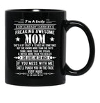 I'M A Lucky Son Because I'M Raised By A Freaking Awesome Mom Black Coffee Mug - Black