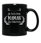 I'M A Mom Who Rocks Black Coffee Mug - Black